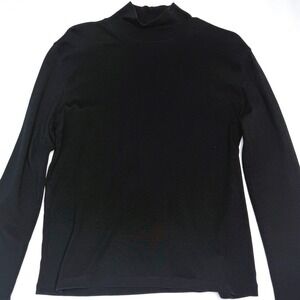 Pendleton Black  M 100% Cotton Minimalist Classic Mock Neck Long sleeve Shirt